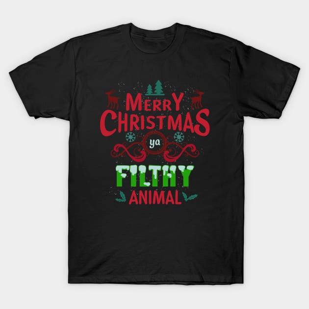 Funny Alone At Home Movies Merry Christmas You Filty Animal T-Shirt T-Shirt by intelus